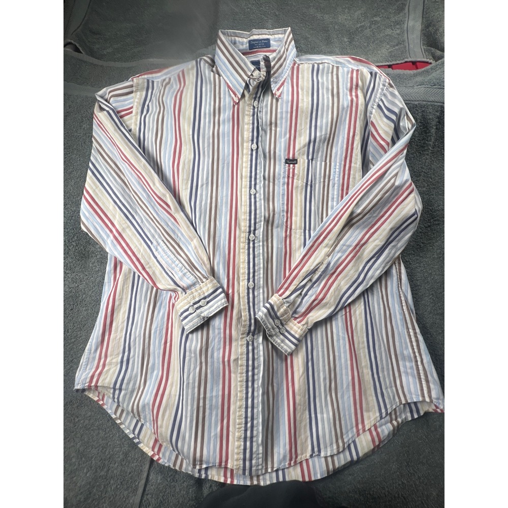 Faconnable Striped Button Down  XL 100% Cotton Designed in France‎ Made in US